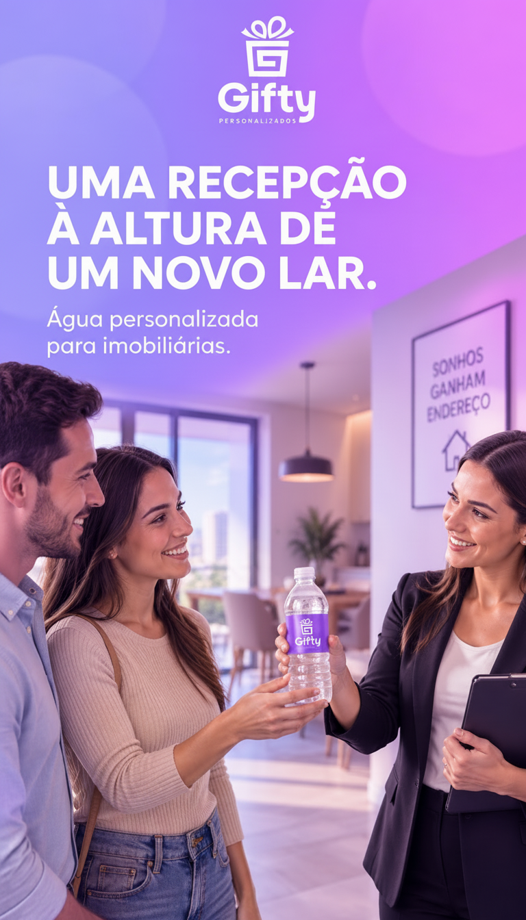 Água personalizada Gifty para imobiliárias