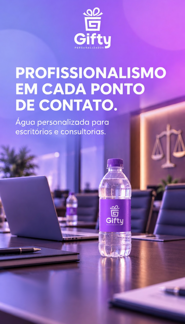 Água personalizada Gifty em escritório e consultoria