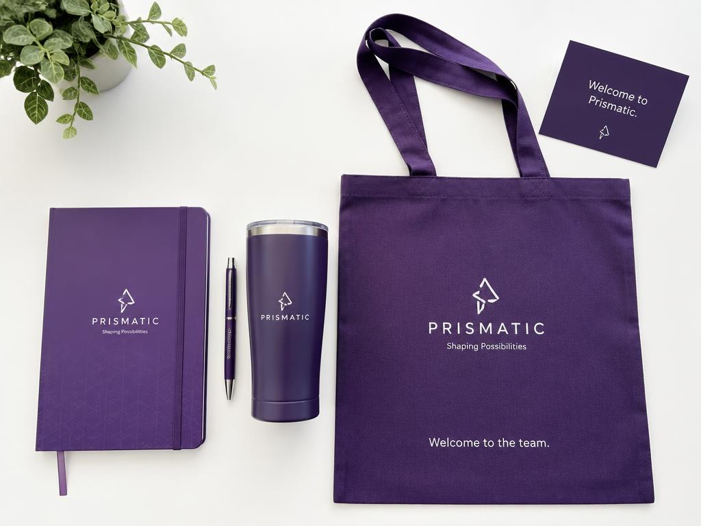 Kit corporativo personalizado com caderno, copo e sacola