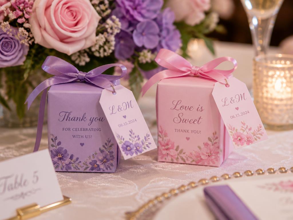 Caixinhas de lembrancinha de casamento personalizadas
