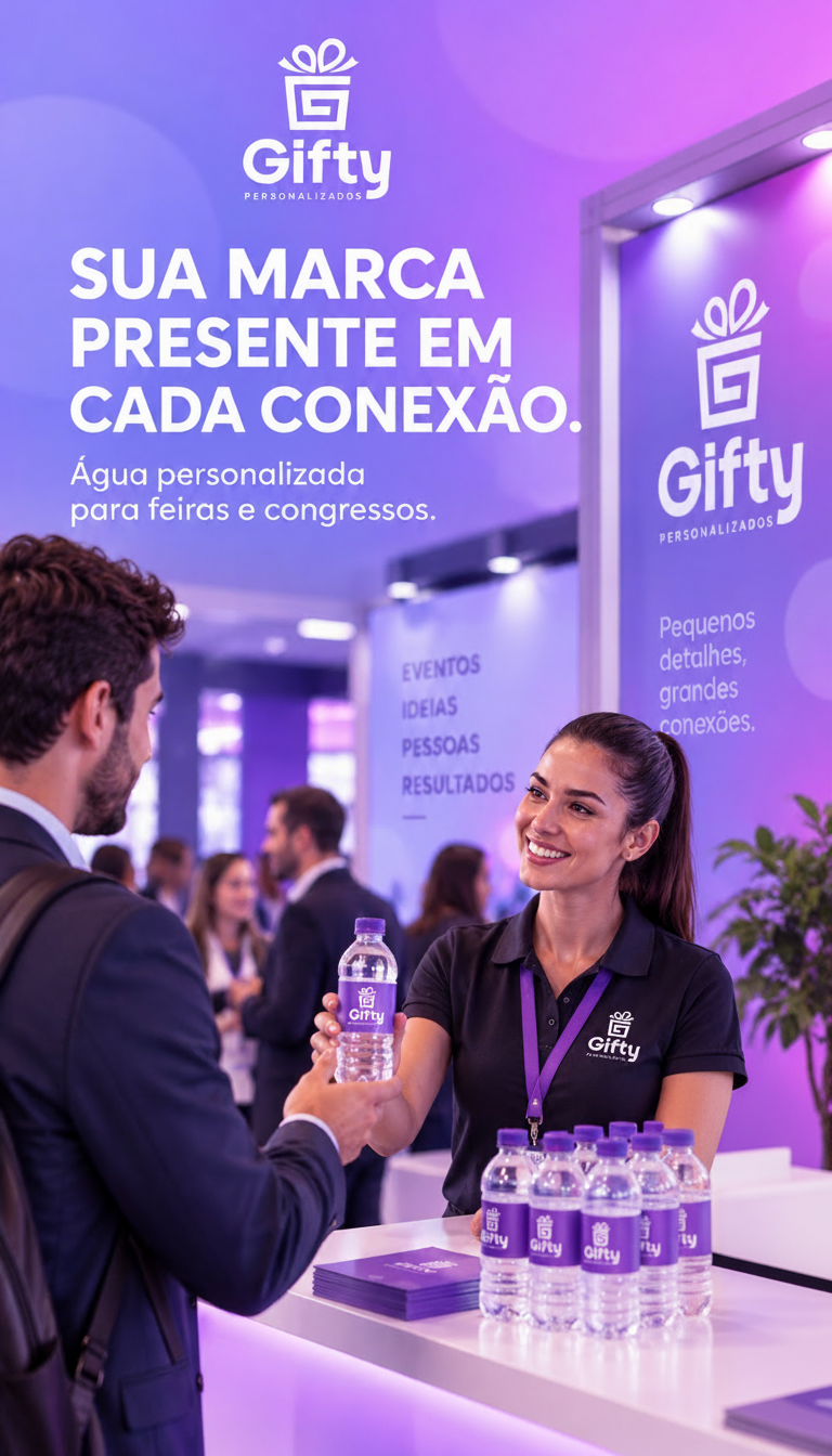 Água personalizada Gifty para feiras e congressos