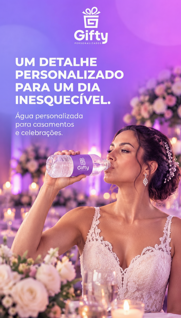 Água personalizada Gifty para casamentos e celebrações
