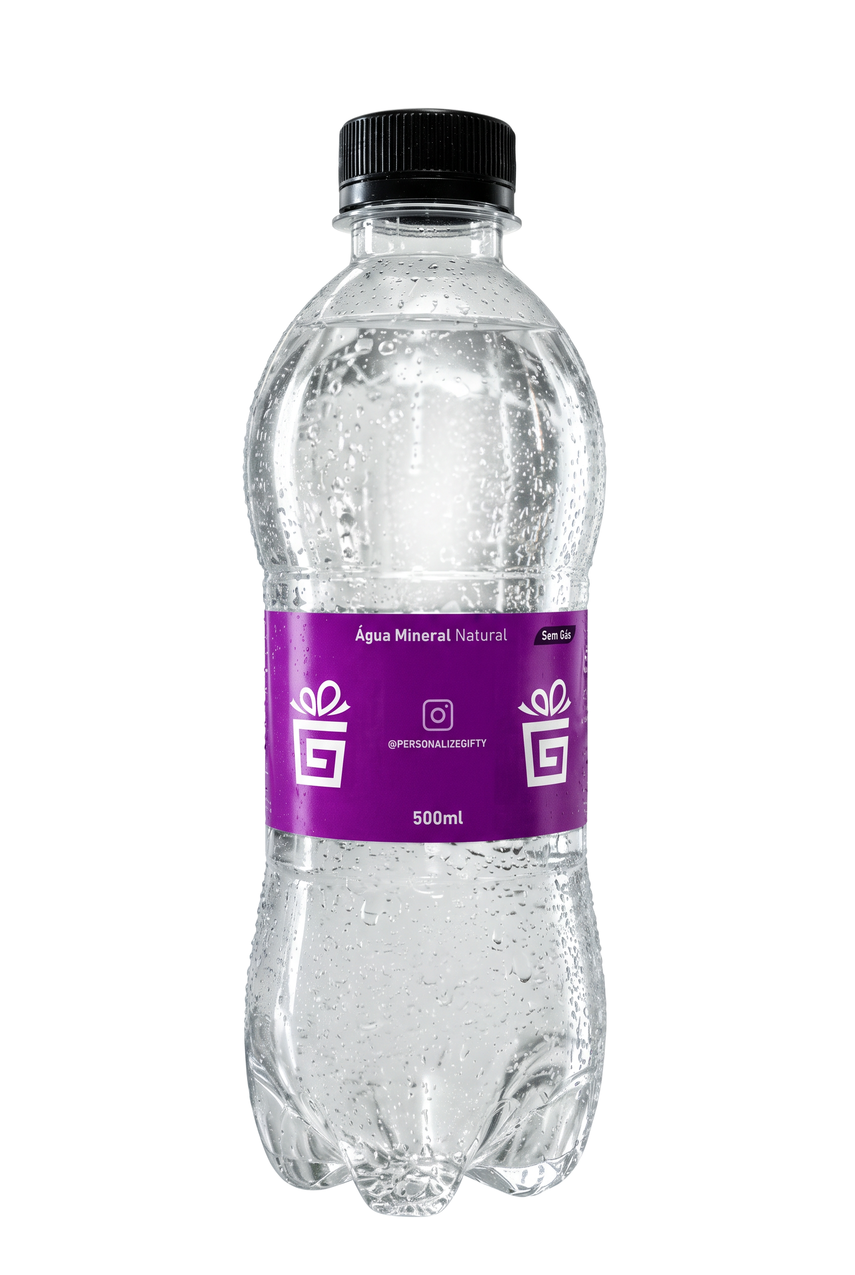 Garrafa de água com rótulo roxo oficial Gifty